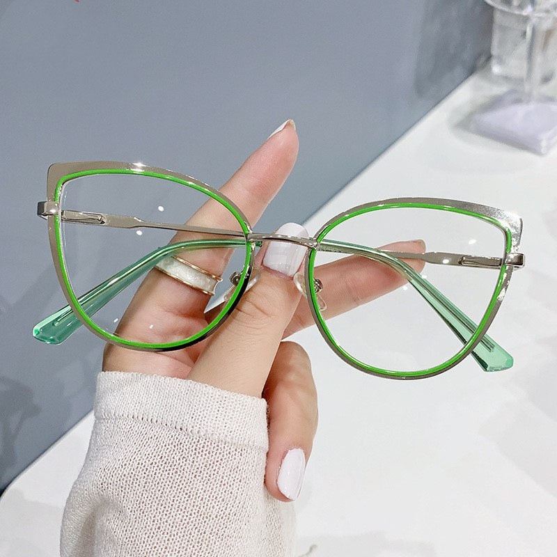 Trendy retro glasses metal  anti blue light glasses prescription eyewear  wholesale designer cat eye  oversized eyeglass frames