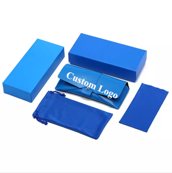 2021 Wholesale Leather Custom Logo Packaging Sunglasses Case Box Set With Sunglasses pouches Cloth