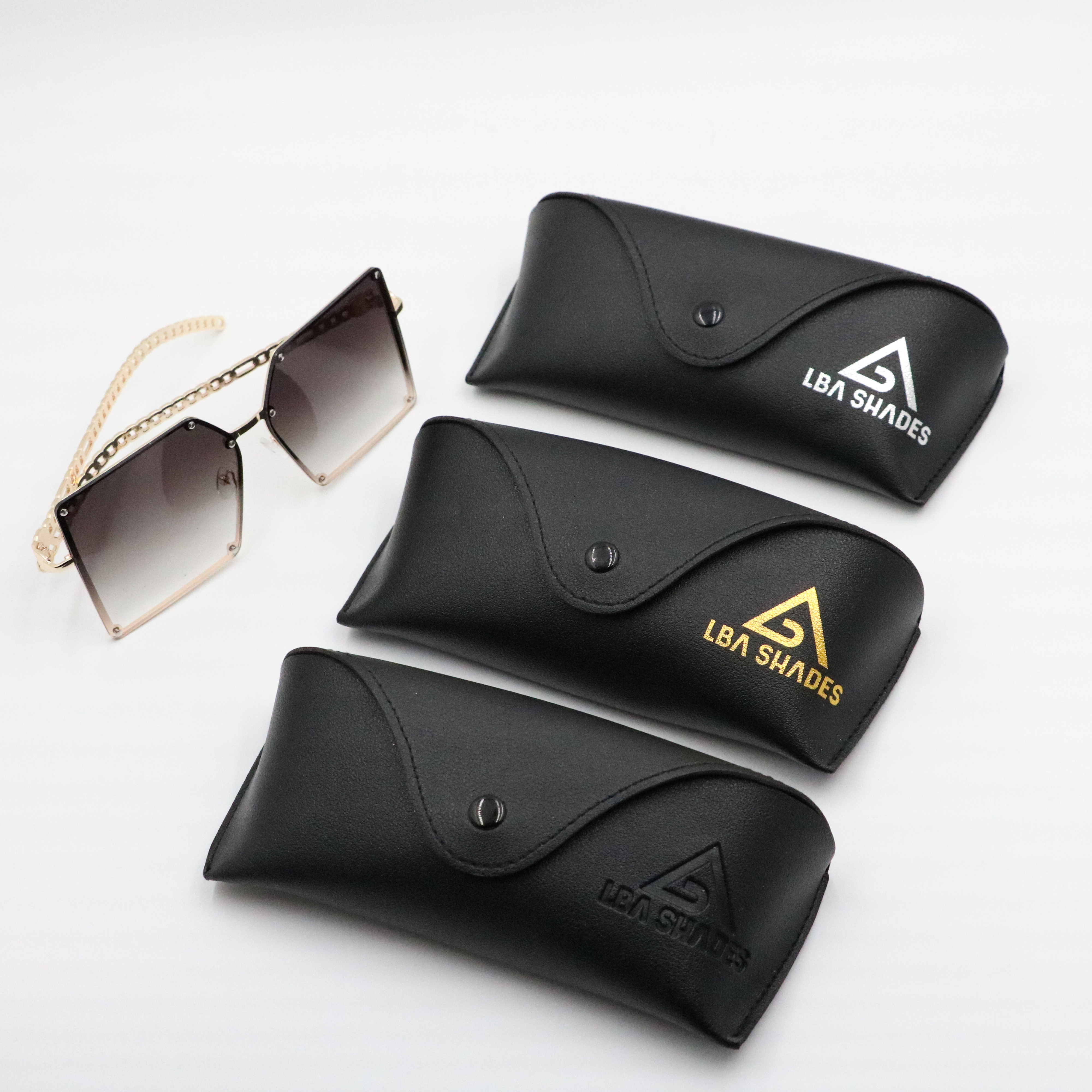 Lbashades Multicolor custom leather logo sunglasses case and sunglasses bag cloth 2023