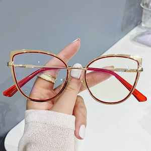 Trendy retro glasses metal  anti blue light glasses prescription eyewear  wholesale designer cat eye  oversized eyeglass frames