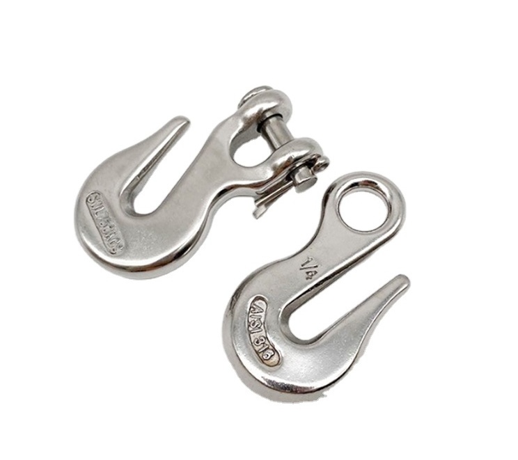 Manufacturer Heavy Duty Stainless Steel Lifting Chain Hook Crane Safety Hook Clevis Grab Hook