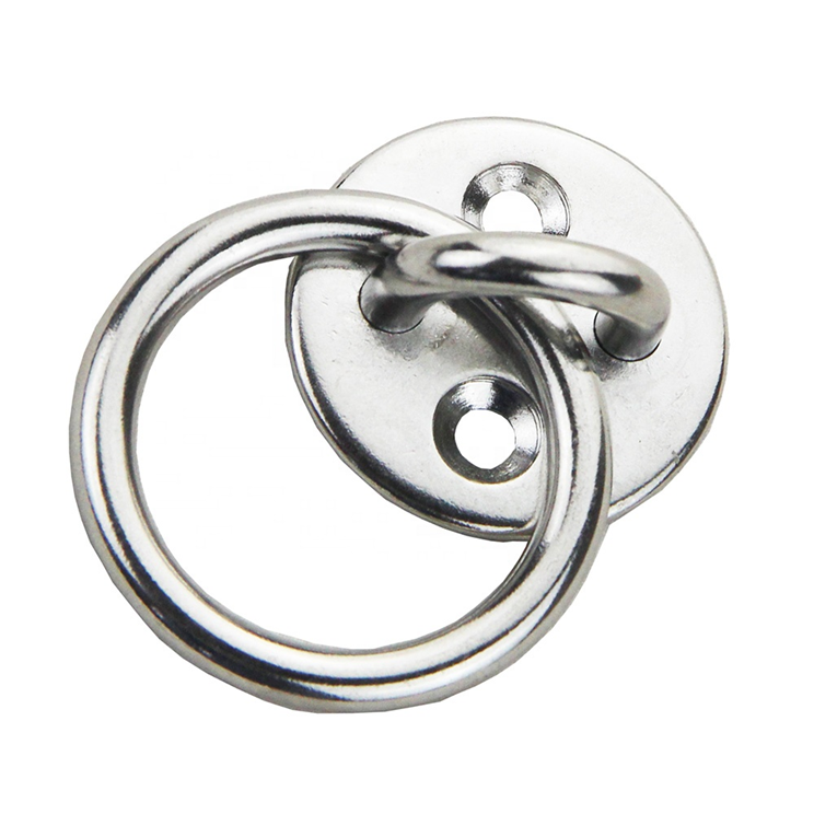 Stainless Steel Round Pad Eye Plate with Ring Ceiling Wall Mount Hook for Yoga Hammock Swing