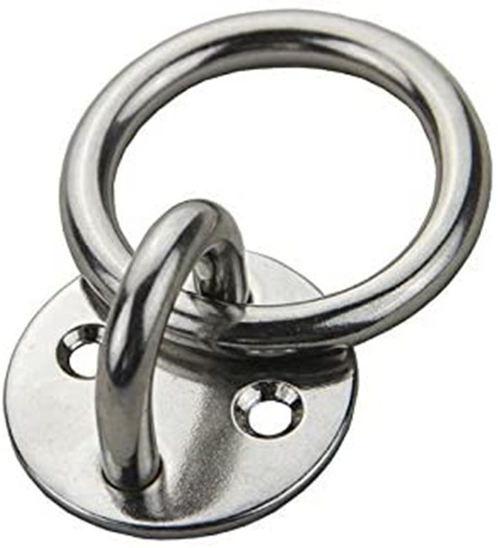 Stainless Steel Round Pad Eye Plate with Ring Ceiling Wall Mount Hook for Yoga Hammock Swing