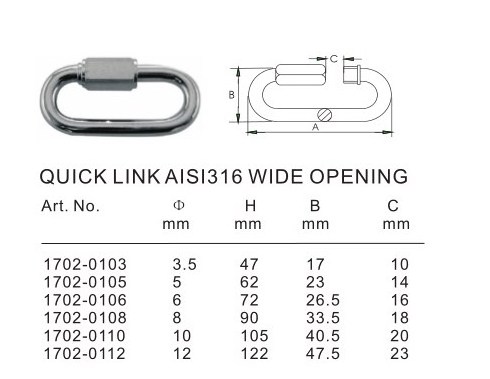 M6 Stainless Steel Quick Link Chain Connection Link Chain Connector For Outdoor