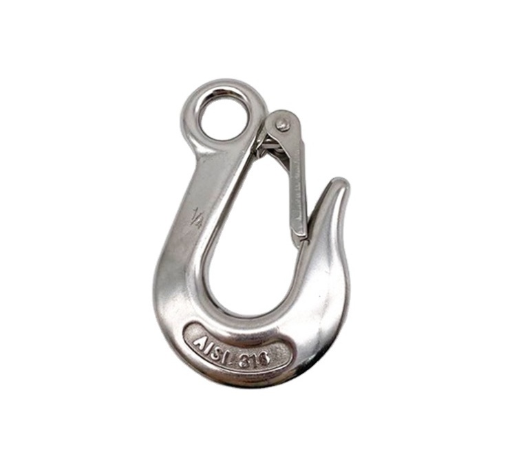 Heavy Duty 304/316 Stainless Steel Lifting Crane Hook Eye Slip Hook with Safety Latch