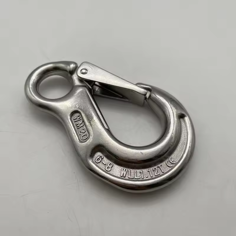 Heavy Duty 304/316 Stainless Steel Lifting Crane Hook Eye Slip Hook with Safety Latch