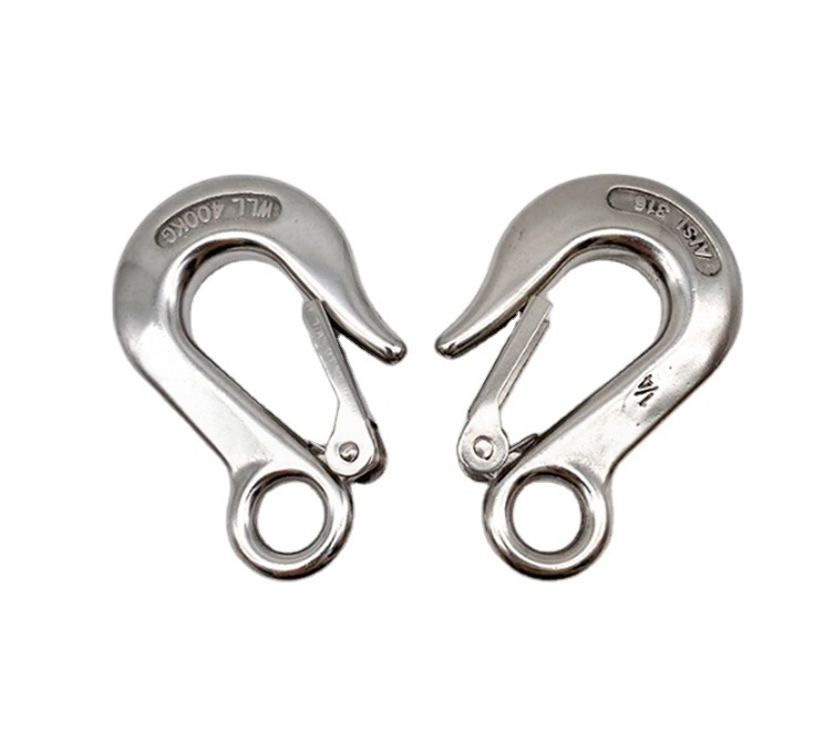 Heavy Duty 304/316 Stainless Steel Lifting Crane Hook Eye Slip Hook with Safety Latch