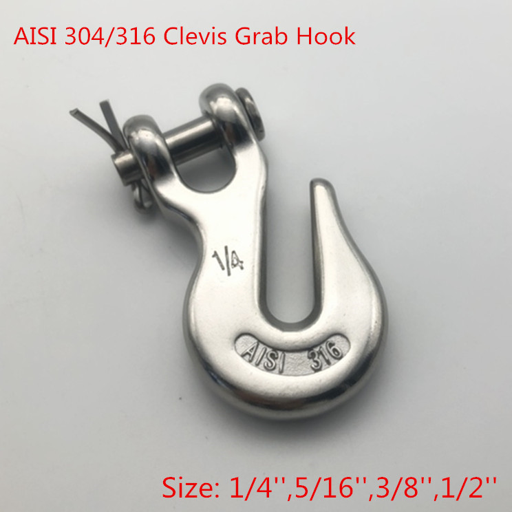 Manufacturer Heavy Duty Stainless Steel Lifting Chain Hook Crane Safety Hook Clevis Grab Hook