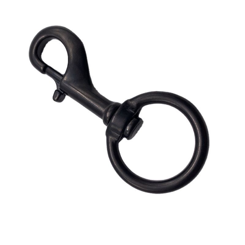 Metal Swivel Eye Bolt Snap Hook Sliver Black Carabiner Dog Leash Hook For Webbing