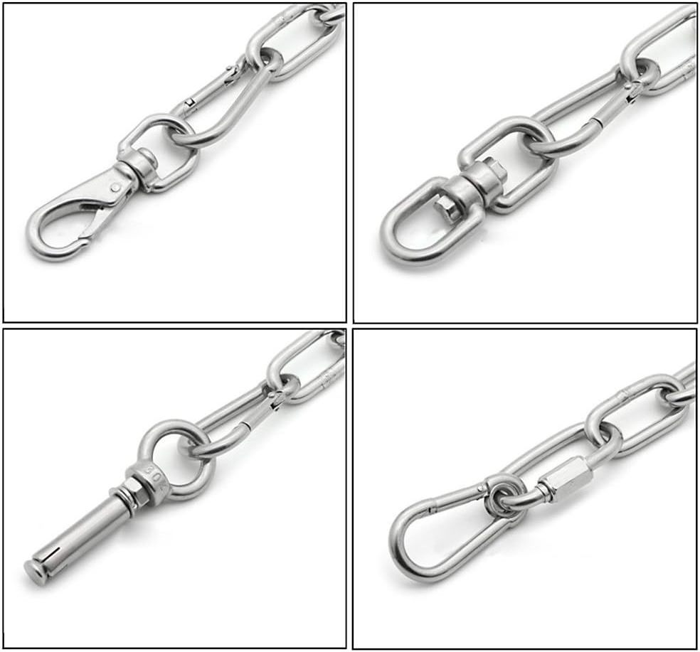 Stainless Steel Rigging Chain Connector Quick Link Oval Locking Carabiner Double End Swivel Eye Hook