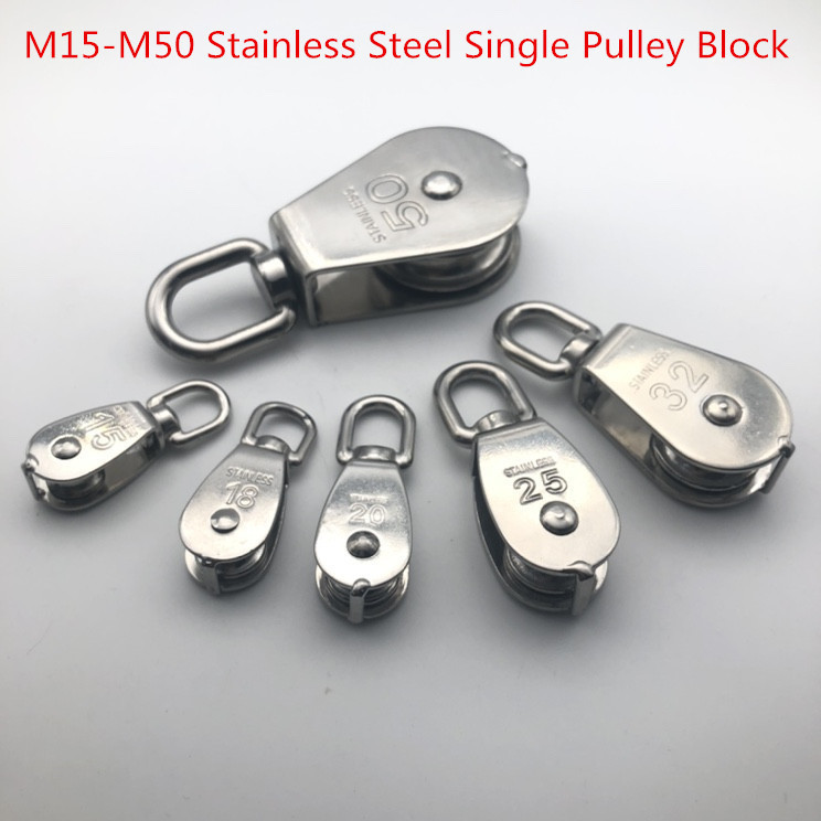 Factory M15-M100 High Polished Stainless Steel Swivel Single Wire Rope Pulley Block