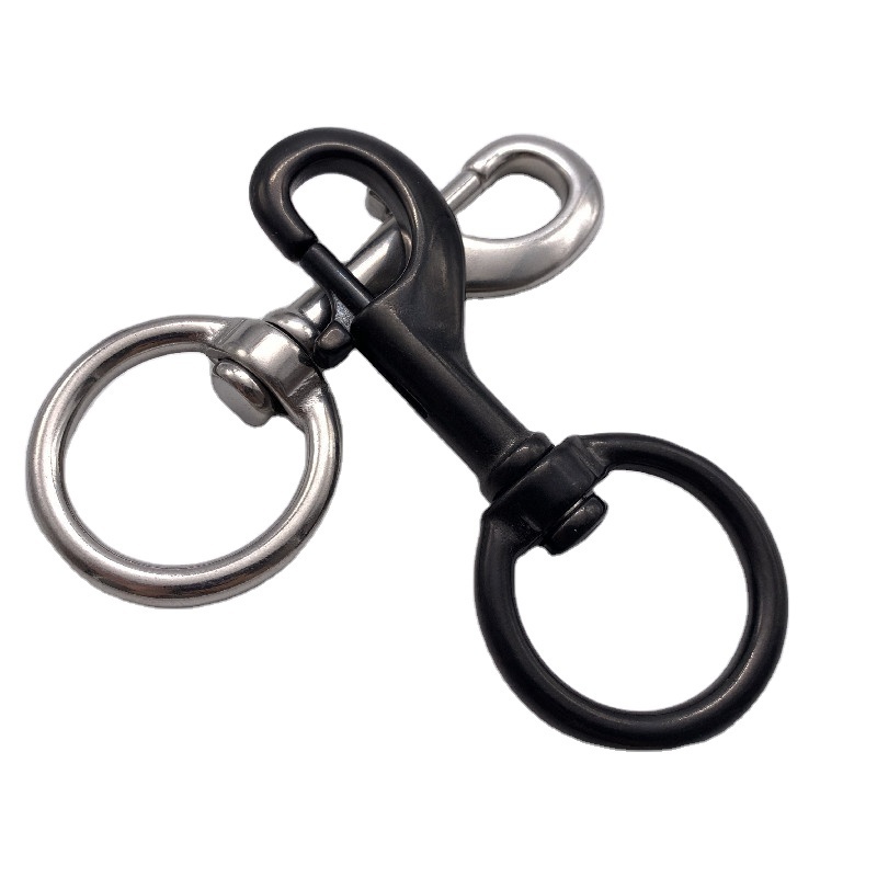 Metal Swivel Eye Bolt Snap Hook Sliver Black Carabiner Dog Leash Hook For Webbing