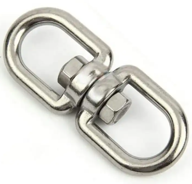 Stainless Steel Rigging Chain Connector Quick Link Oval Locking Carabiner Double End Swivel Eye Hook