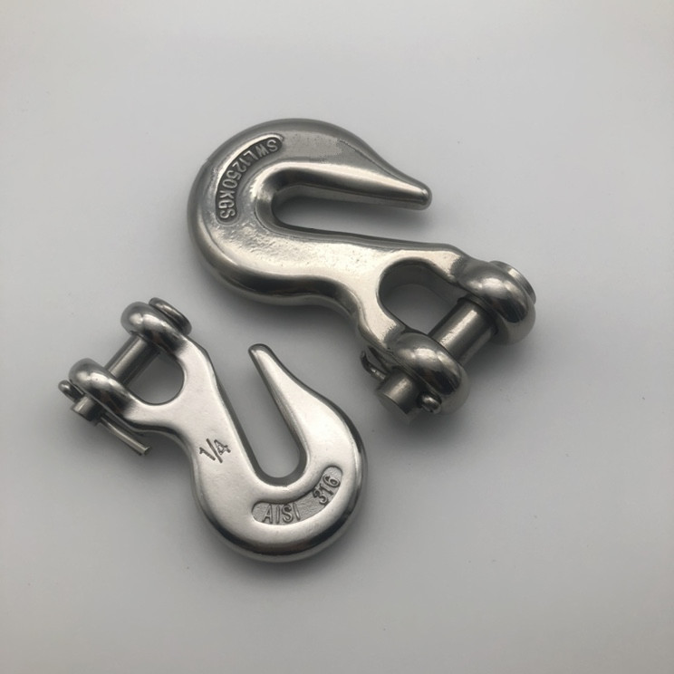 Manufacturer Heavy Duty Stainless Steel Lifting Chain Hook Crane Safety Hook Clevis Grab Hook