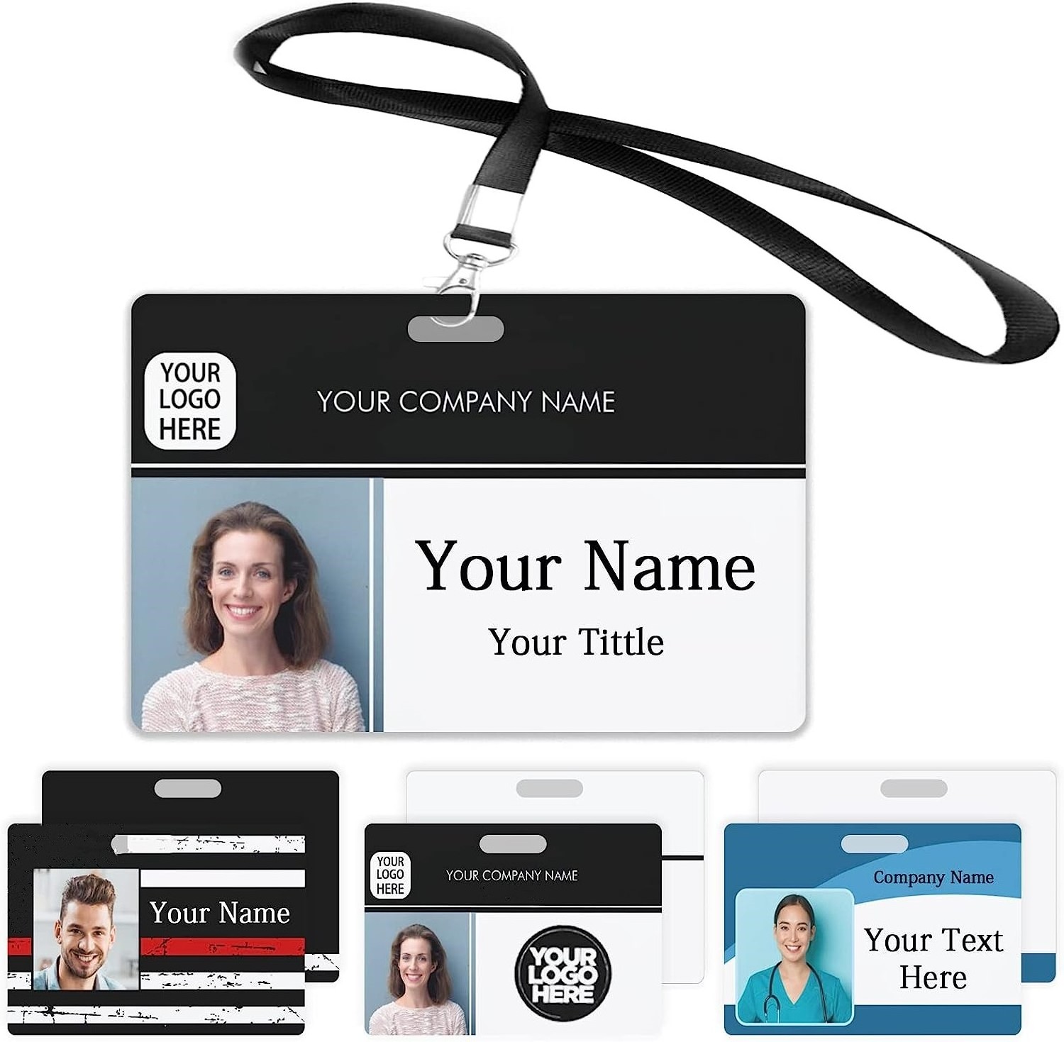 Large Batch Nfc Plastic ID Badges Business Card With Hole Punch Lanyard