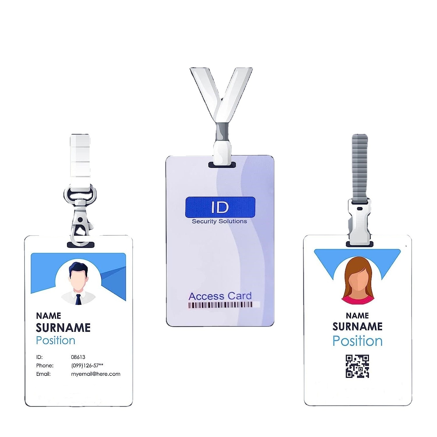 Large Batch Nfc Plastic ID Badges Business Card With Hole Punch Lanyard