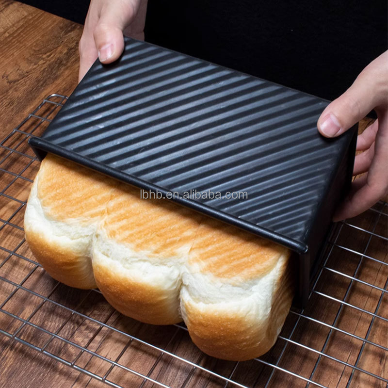 250g/450g/600g/750g/900g corrugated Non Stick Bread Loaf Pan with Lid  Toast Bread Baking Pan