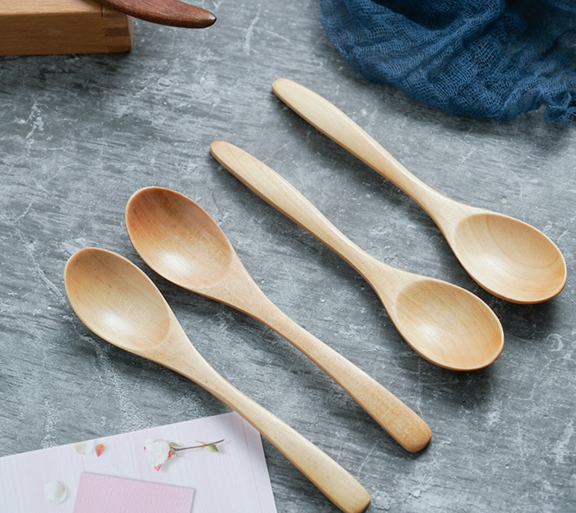 wooden sample spoon ice cream customized soup yogurt feeding custom  wood honey door and spoon