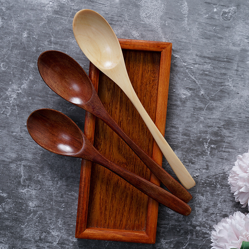 wooden sample spoon ice cream customized soup yogurt feeding custom  wood honey door and spoon