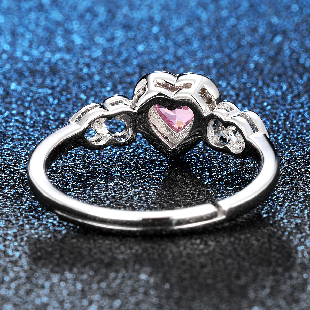 Gemstone Pink Heart Spinel Rings Side Inlaid 5A Cz Diamond Silver 925 Engagement Ring