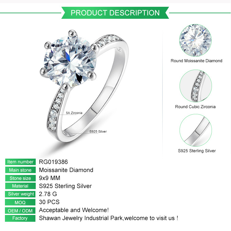 Fine Fashion Jewelry Rings Sterling Silver Moissanite Diamond 5A Zirconia Cocktail Eternity Band Wedding Engagement Ring