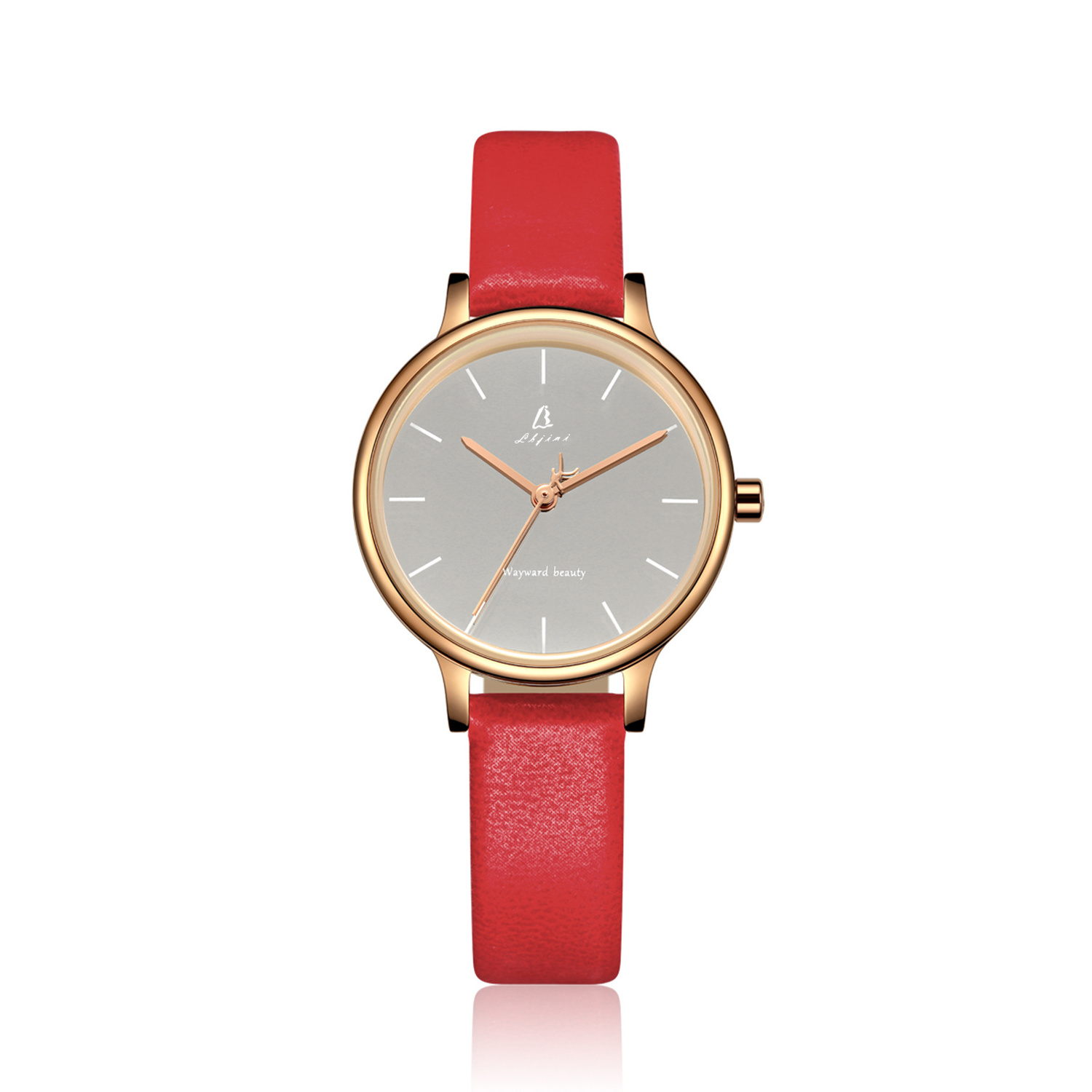 New 2024 Minimalist Red Genuine Leather Straps Japan Movement Custom Stainless Steel Back Womens Luxury Quartz Watches