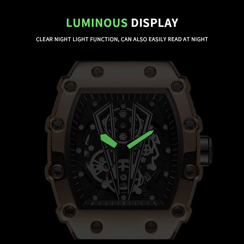 Wholesale Men Fashion Watches Luxury Silicone Strap Band Luminous Pointer Quartz Watch 3ATM Waterproof Men's Business Wristwatch