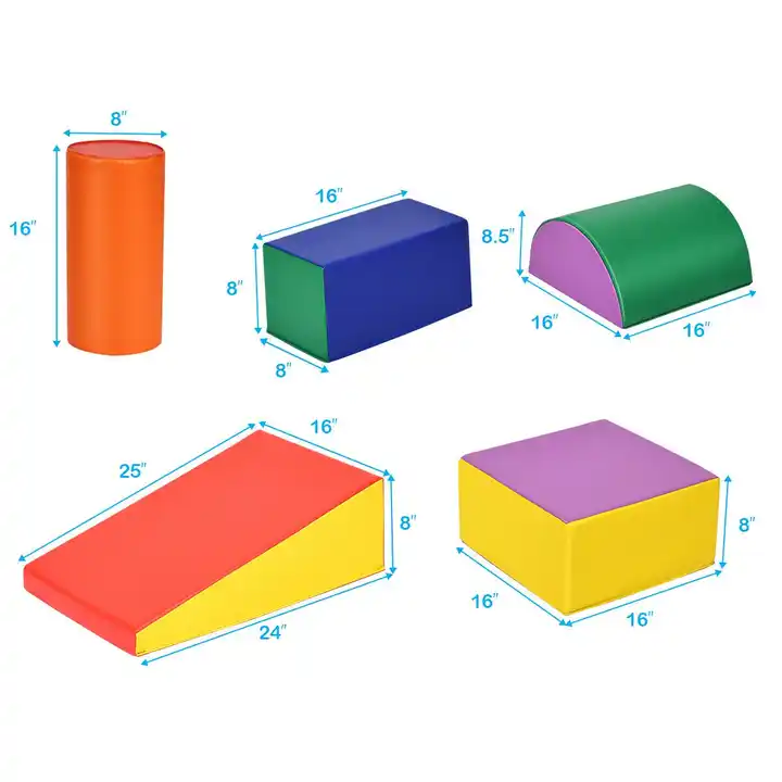 Set 5 Large Jumbo Foam Blocks Indoor Play Toddler Soft Play Climbing Gym Kids' Climbing Crawl Play Baby Building Blocks Foam