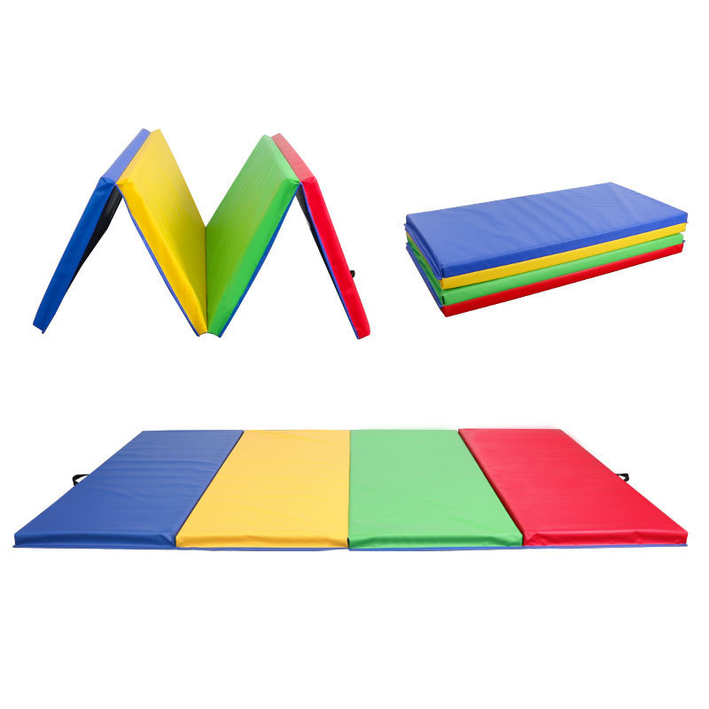 4-Fold PVC or PU Leather Fitness Gymnastics Exercise Tumbling Mat with Hook and Loop 4x8 or 4x10 FT