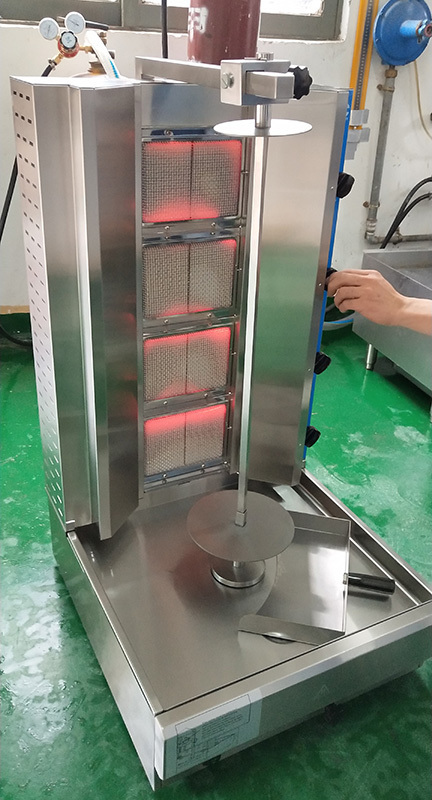 Commercial 4 Burners Gas Doner Kebab Chicken Shawarma Machine