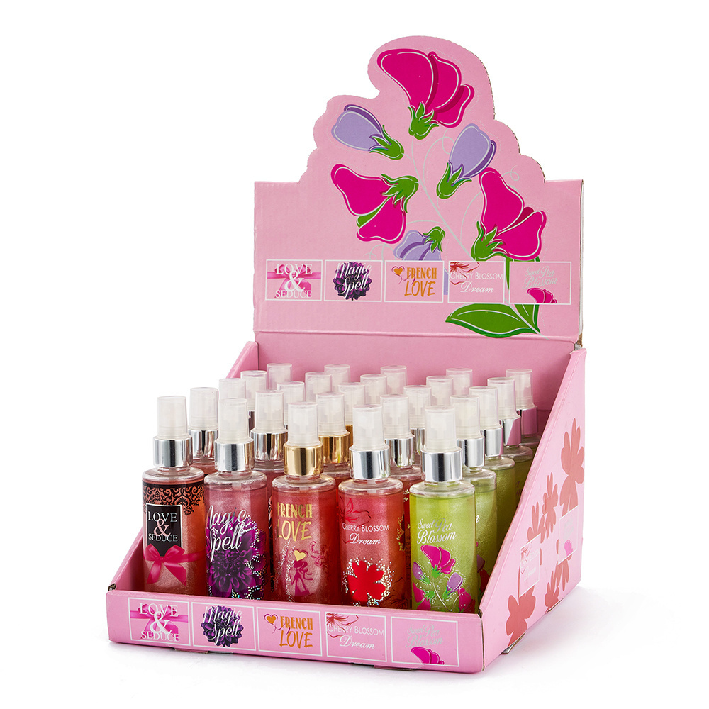 Mini size body mist for women 5 different scents mix gift box perfume whosale price