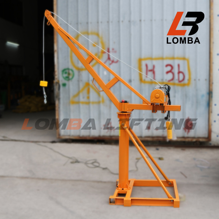 360 Degree Portable Outdoor Small Crane with Electric Wire Rope Hoist