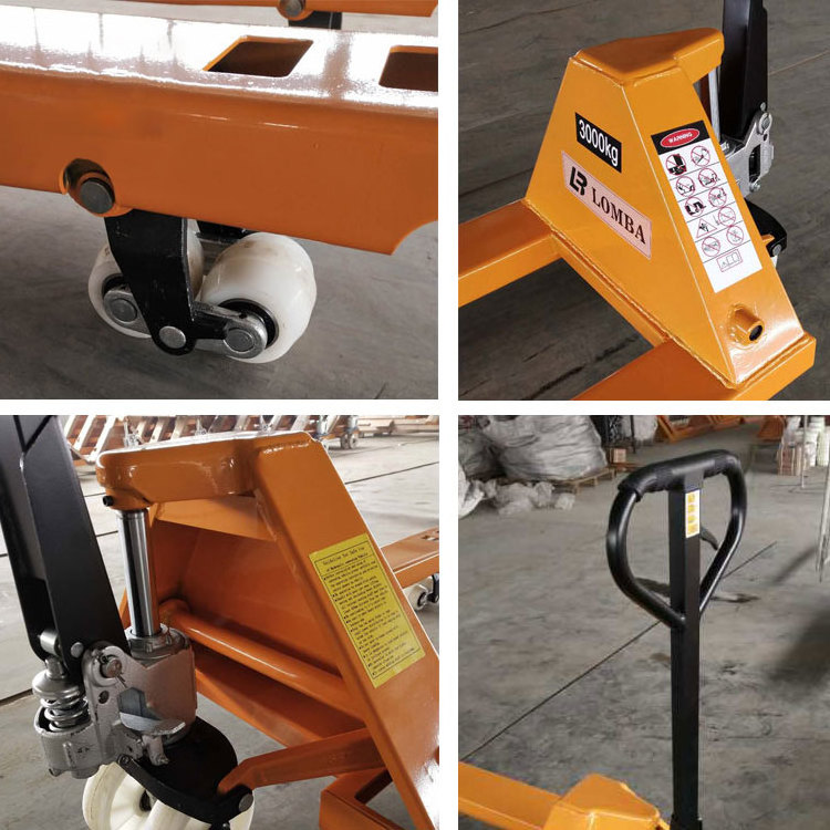 3 Ton Nylon Wheel High Lift Hydraulic Hand Pallet Truck Hand Forklift For Sale