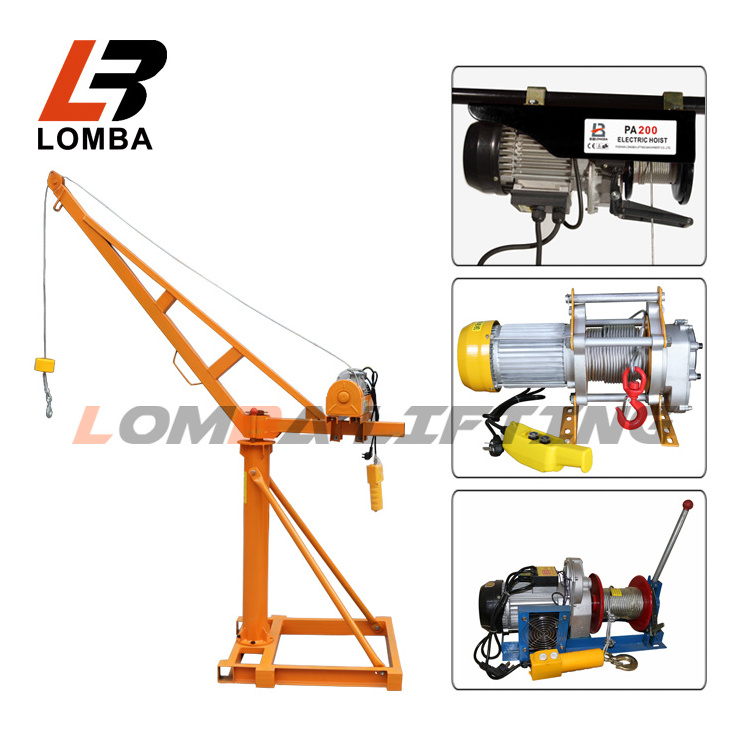 360 Degree Portable Outdoor Small Crane with Electric Wire Rope Hoist