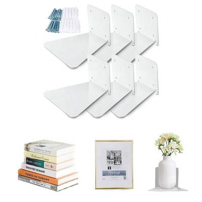 Decorative Floating Bookshelf White Book Storage Organizer Display Shelf Rack Floating Shelves