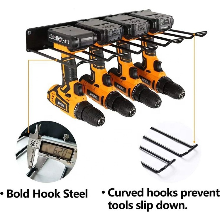 Wall Mounted Electric Drill Storage Racks Steel Shelf Power Tool Organizer Heavy Duty