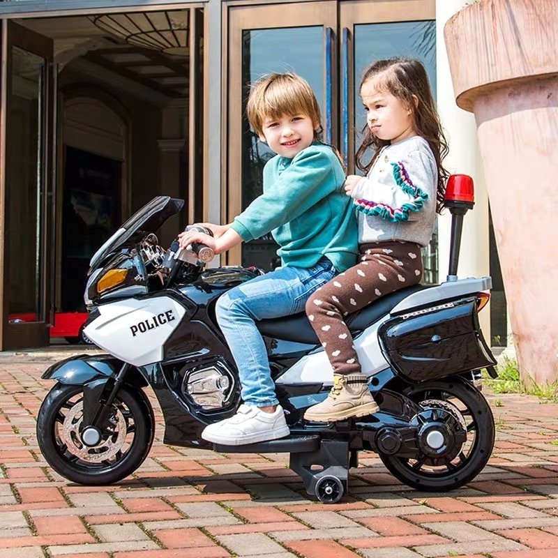 Kids 3 wheel ride on police children motorbike cool electric motorcycle with colorful lights