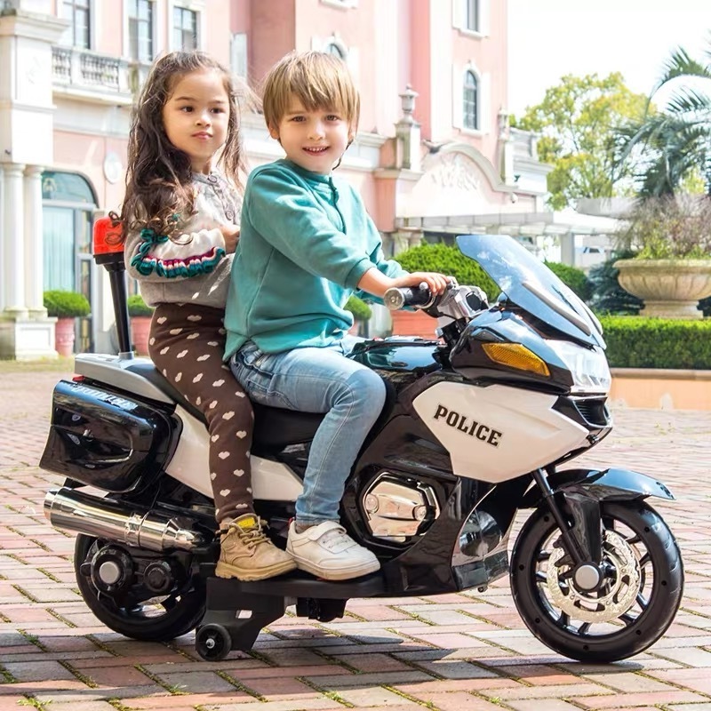 Kids 3 wheel ride on police children motorbike cool electric motorcycle with colorful lights