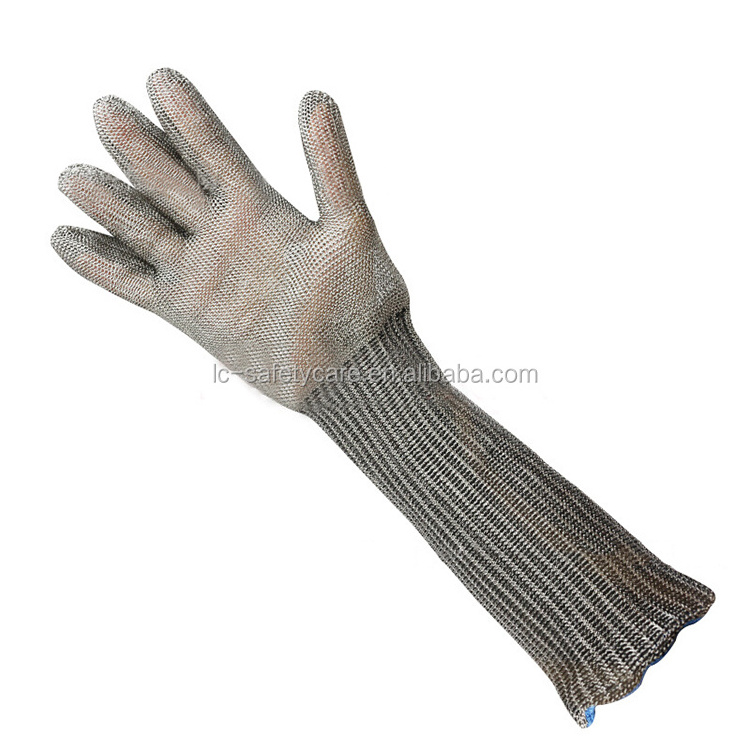 Mesh Glove Long Level 5 Cut Resistant Stainless Steel Wire Metal 33cm for Butcher Cutting