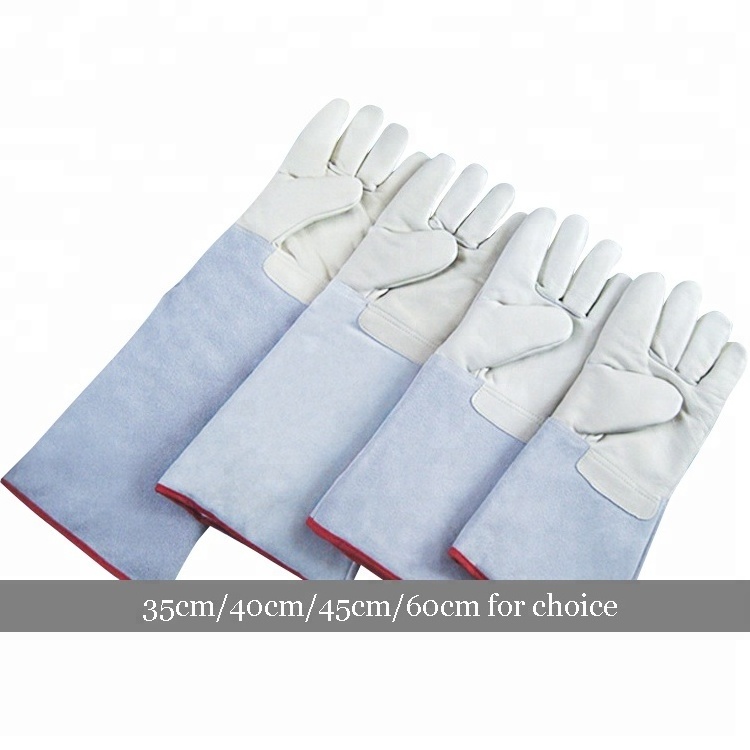 Liquid Nitrogen Low Temperature Resistant Freezer Leather Cryogenic Glove for Dry Ice