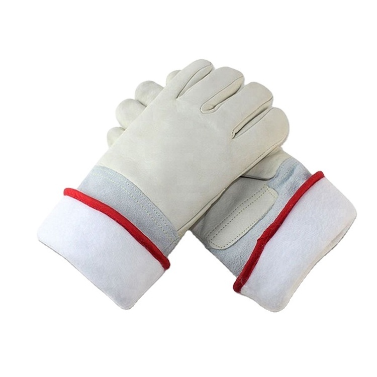 Liquid Nitrogen Low Temperature Resistant Freezer Leather Cryogenic Glove for Dry Ice