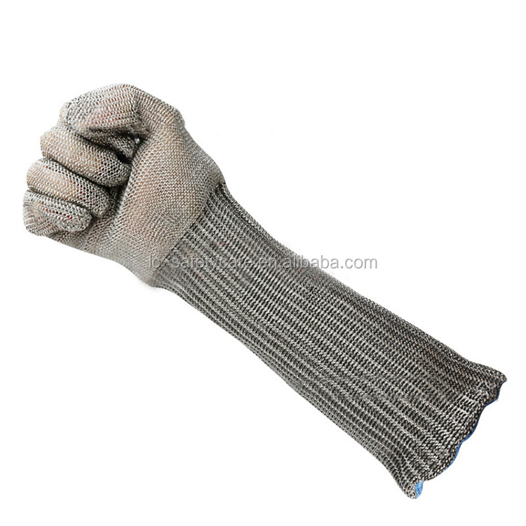 Mesh Glove Long Level 5 Cut Resistant Stainless Steel Wire Metal 33cm for Butcher Cutting