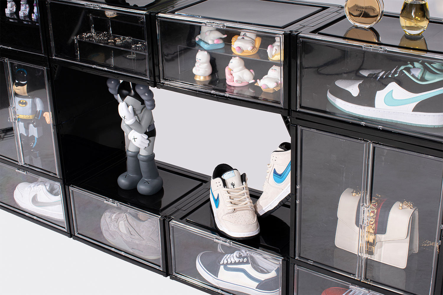 Fashion Acrylic Plastic Side Open Stackable Folding Clear Display Shoe Storage Box For Organizer Basketball Sports Shoe