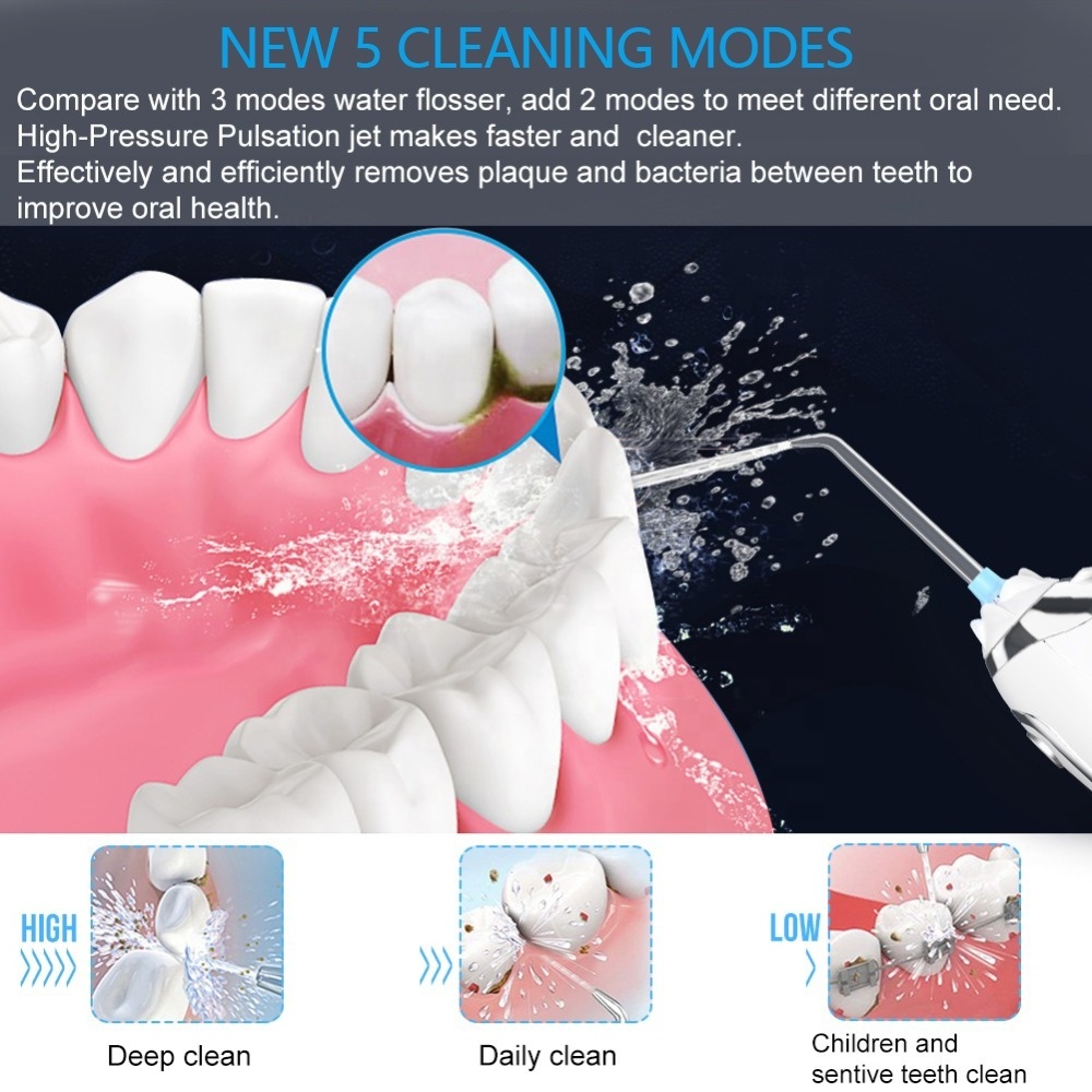 Best Selling Electric Teeth Washing Tools Dental Oral Care Rechargeable Teeth Cleaner 5 Modes Waterproof Water Flosser