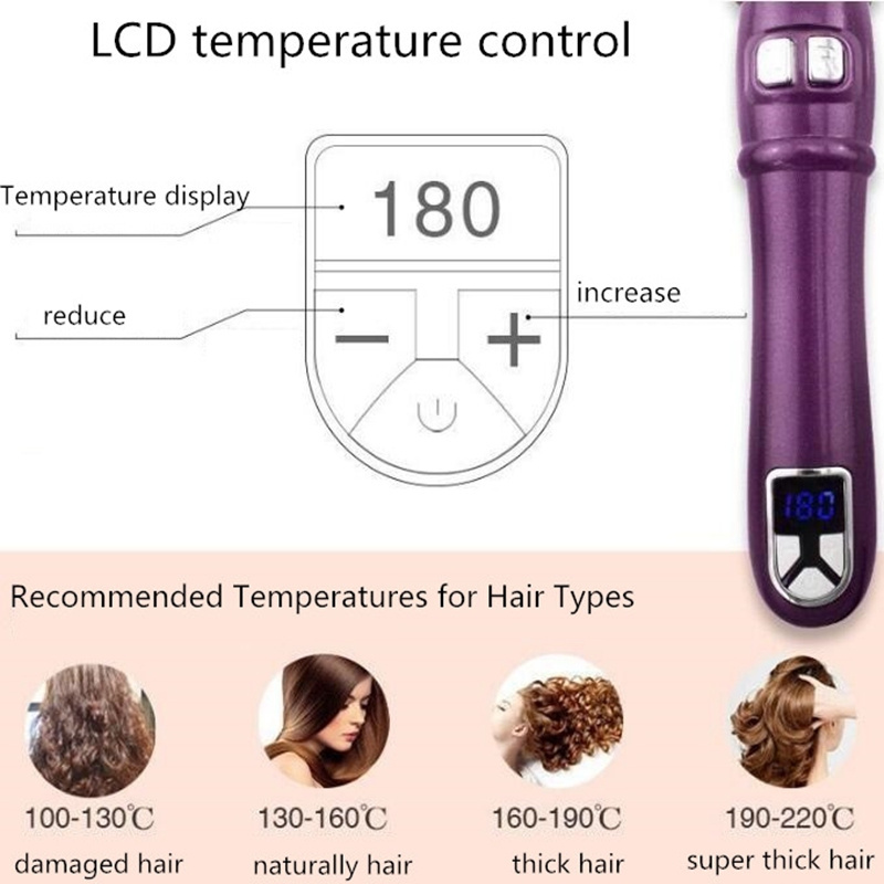 Hair Styling Tools 360 Degree Rotating Wire Rotation Automatic Hair Curler,Ceramic Ionic LCD Hair Waver Curling Iron