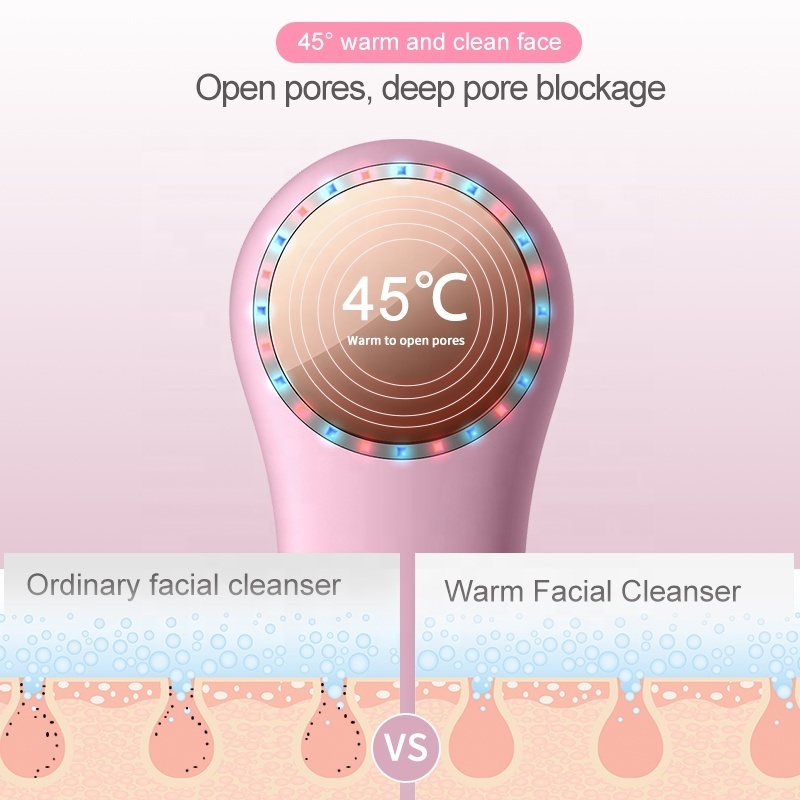 OEM/ODM New Private Label Electric Sonic Facial Cleansing Brush Waterproof Face Cleanser Silicone LED Facial Brush Beauty Tool