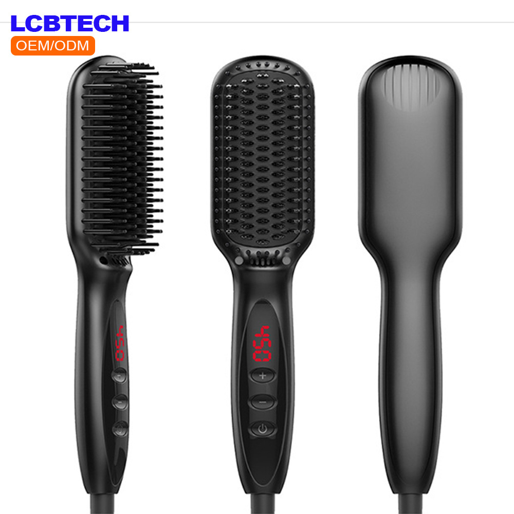 Best New Hair Straightener Negative Ion Ceramic Hair Straightener Comb Brush Heated Electric Hair Straightener Brush