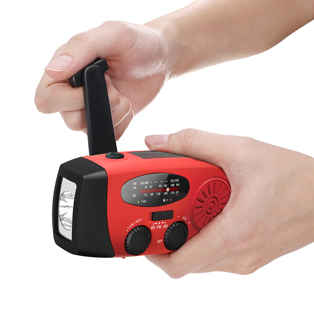 ZXX Factory Portable Rechargeable Emergency Solar Hand Crank 2000mAh WB / NOAA Radio with Phone Charger and LED Torch FM Radio