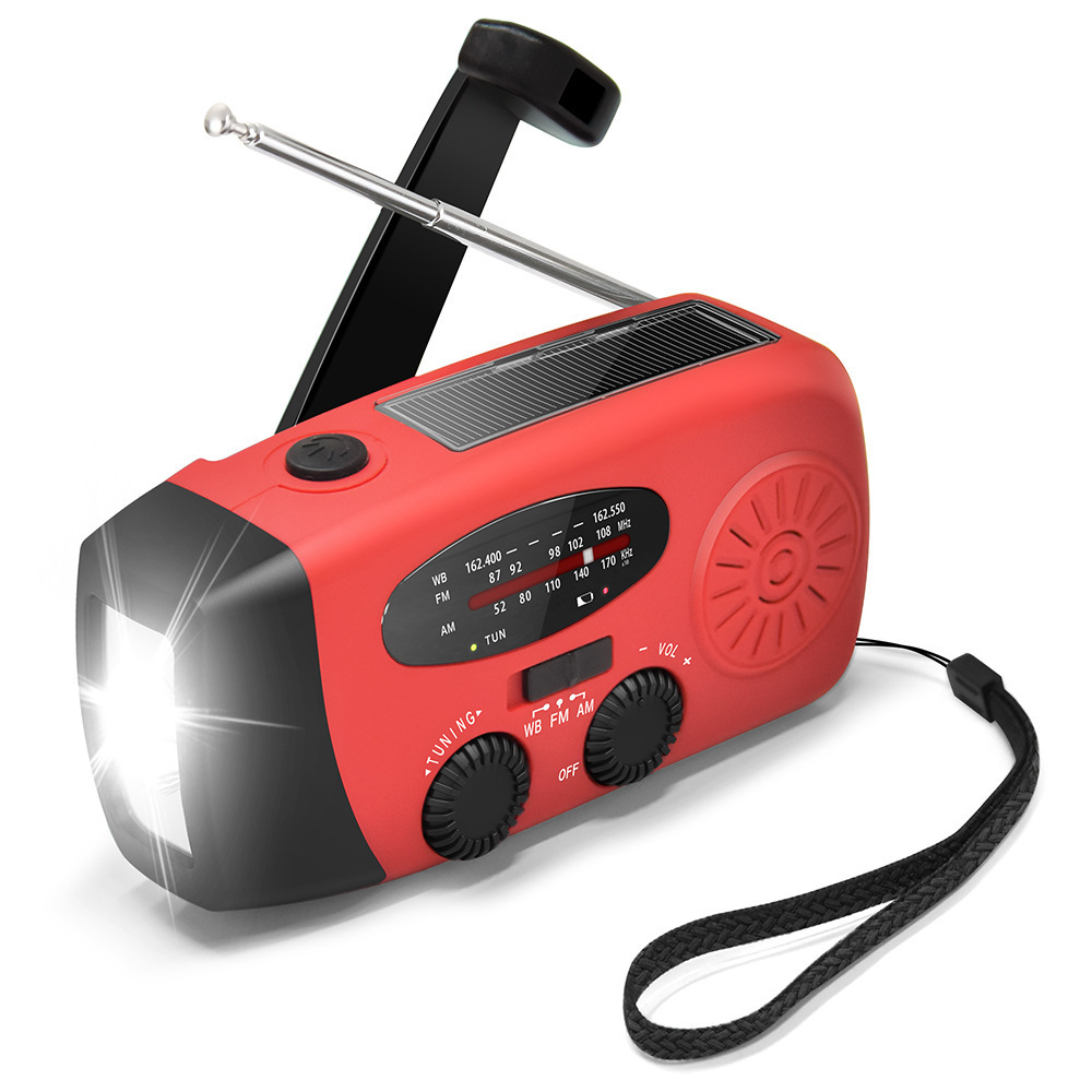 ZXX Factory Portable Rechargeable Emergency Solar Hand Crank 2000mAh WB / NOAA Radio with Phone Charger and LED Torch FM Radio