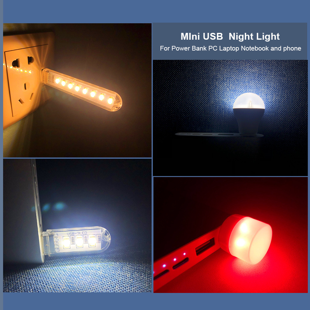 WSY Mini Bulb Shape LED Light USB Night Light Power Bank Portable Mini Home USB Light for Laptop